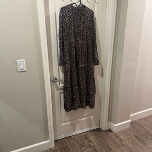 Long Floral Maxi Dress in Brown and Black